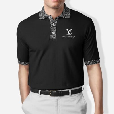 Louis Vuitton Black Polo Shirt Luxury Brand LV Clothing PLS314