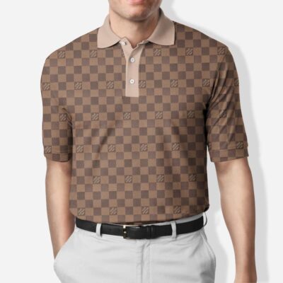 Louis Vuitton Brown Polo Shirt Luxury Brand LV Clothing PLS330