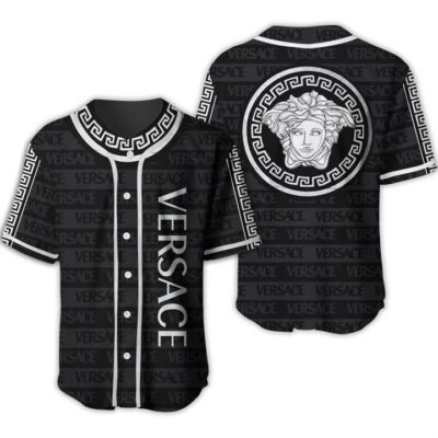 Gianni Versace Black Baseball Jersey Shirt Luxury BJS915