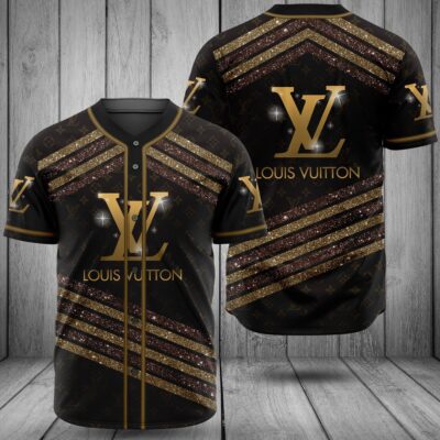 Louis Vuitton Black Baseball Jersey Shirt LV Luxury BJS1050
