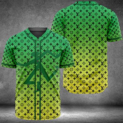 Louis Vuitton Green Baseball Jersey Shirt LV Luxury BJS1077