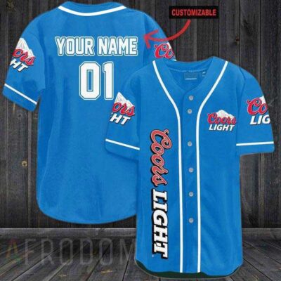 Personalized Blue Coors Light Beer Baseball Jersey