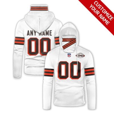 Cleveland Browns Nfl American Football Team White Jersey Style Custom Number Name For Browns Fans Gaiter Hoodie GH0671