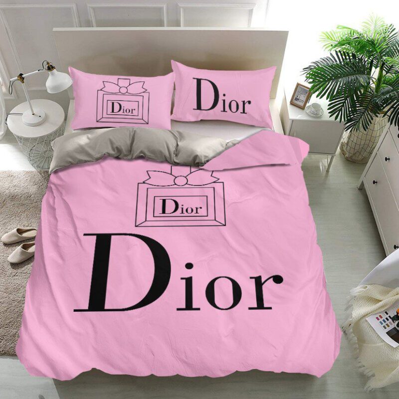 Dior Pinky Bedding Sets Duvet Cover Luxury Brand Bedding Decor BS387