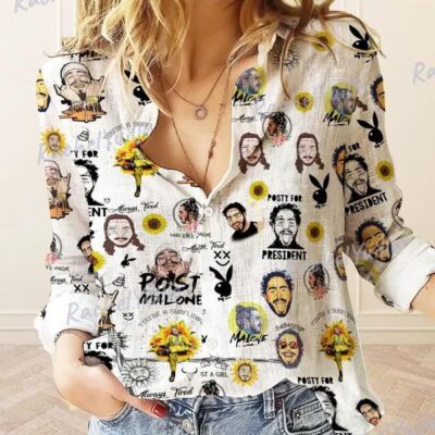 Post Malone Women Casual Shirt Post Malone Casual Shirt Woman Shirt Casual Womens Tee Vintage Shirt