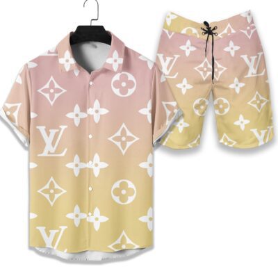 LV Louis Vuitton Luxury Hawaiian Shirt & Short Set LHS1134