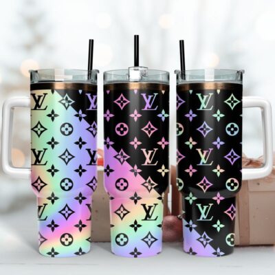 Color LV Logo Stanley Tumbler LV Pattern Stanley Tumbler 40Oz Stanley Tumbler KTB1126