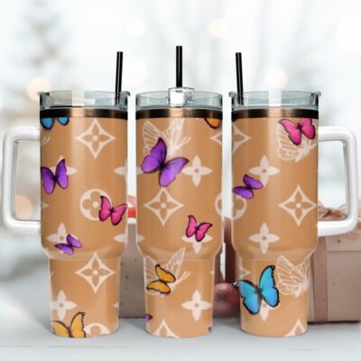 LV Butterfly Stanley Tumbler Butterfly Pattern 40Oz Stanley Tumbler KTB1139