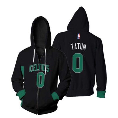 Boston Celtics Jayson Tatum #0 NBA Great Player Black Statement Edition 2019 3D Gift For Boston Fans Zip Hoodie ZH00476