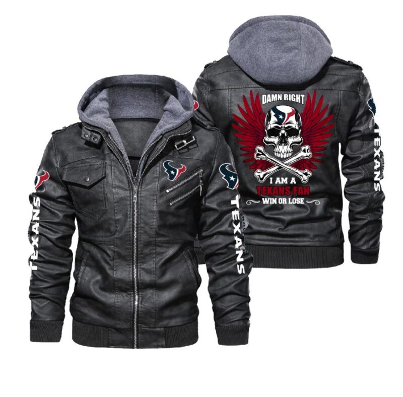 Houston Texans Damn Right I am a Texans Fan win or lose Leather Jacket LJ1380