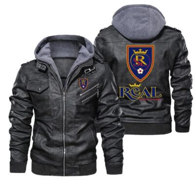 Real Salt Lake Black Brown Leather Jacket LJ2281