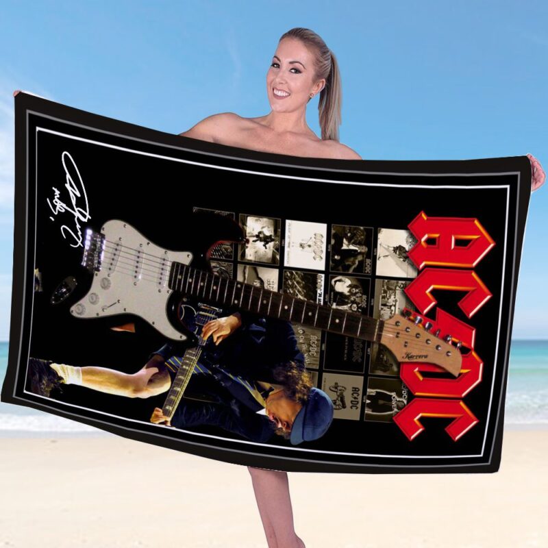 ACDC x Angus Young Rectangle Beach Towel WBT1041 1