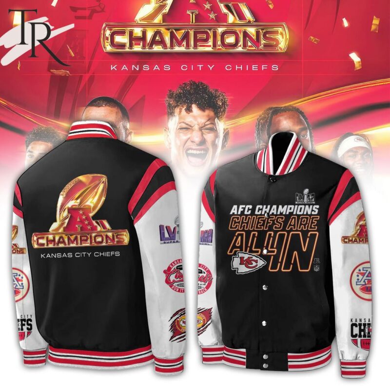 AFC Champions Kansas City Chiefs Are All In Super Bowl LVIII Baseball Jacket TBJ1006