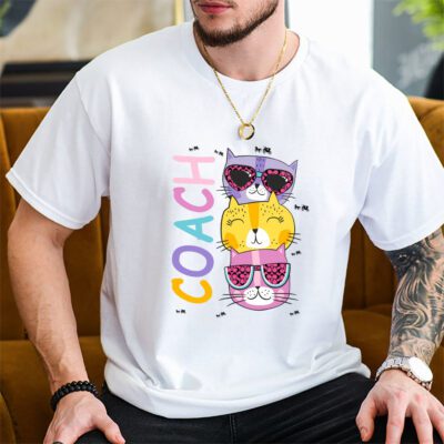 Cartoon Cats In Glasses Fruits Coach Brand Unisex T Shirt Cotton Tee TAT6243 1