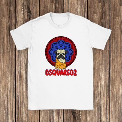 Cartoon Pug Dog Dsquared2 Brand Unisex T Shirt Cotton Tee TAT6246 1