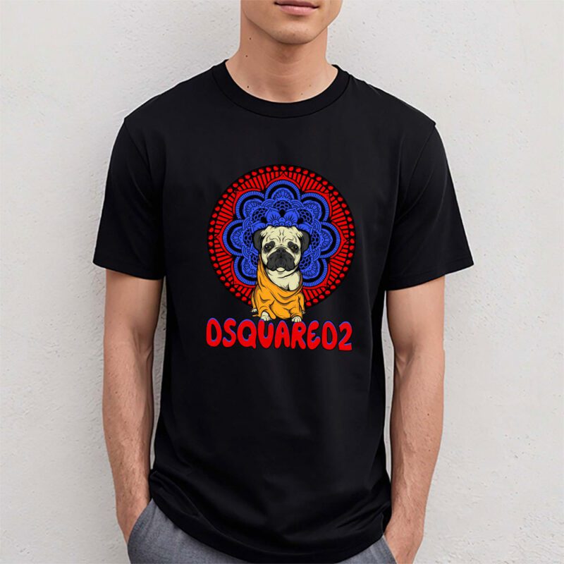 Cartoon Pug Dog Dsquared2 Brand Unisex T Shirt Cotton Tee TAT6246 4