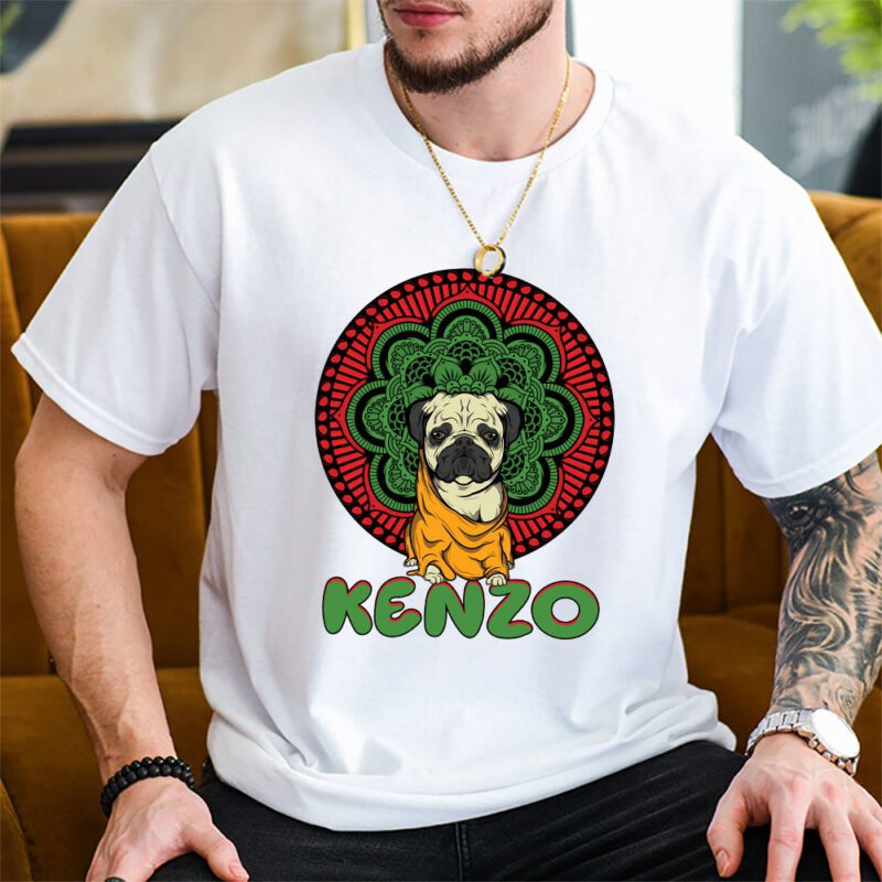 Cartoon Pug Dog Kenzo Brand Unisex T Shirt Cotton Tee TAT6247 2