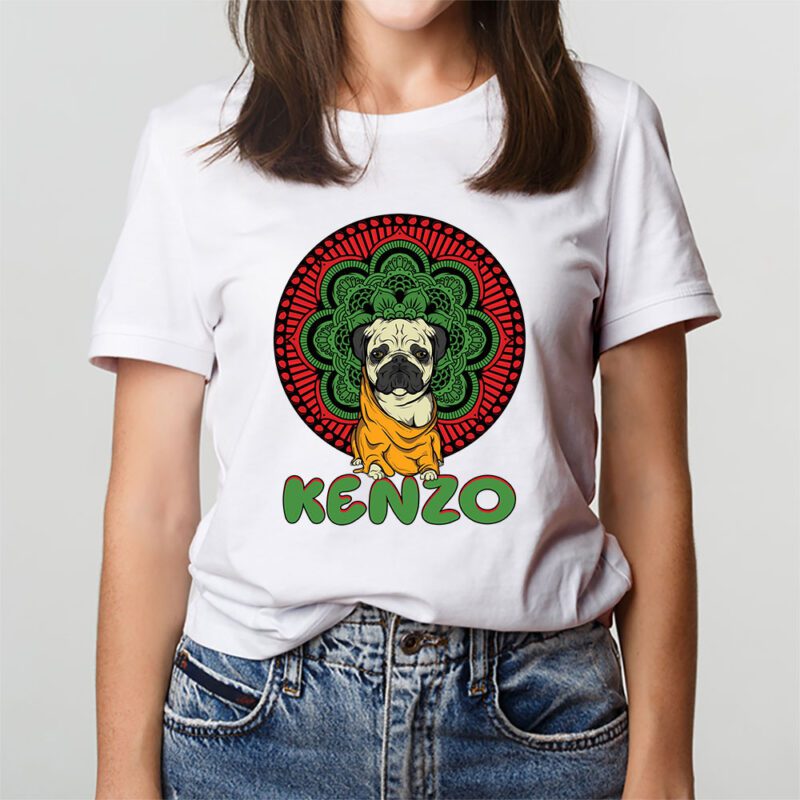 Cartoon Pug Dog Kenzo Brand Unisex T Shirt Cotton Tee TAT6247 3
