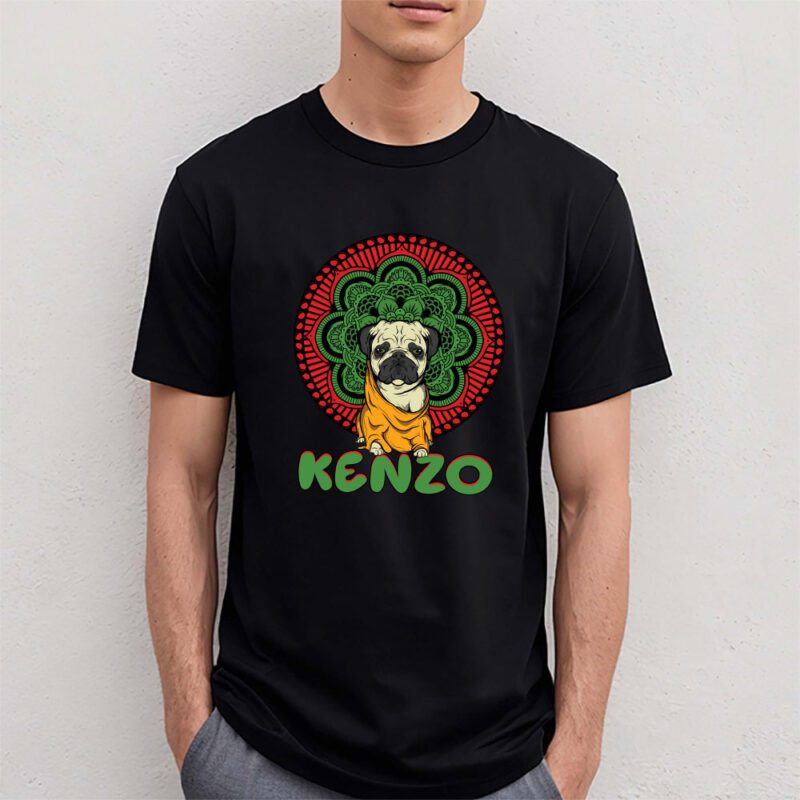 Cartoon Pug Dog Kenzo Brand Unisex T Shirt Cotton Tee TAT6247 4