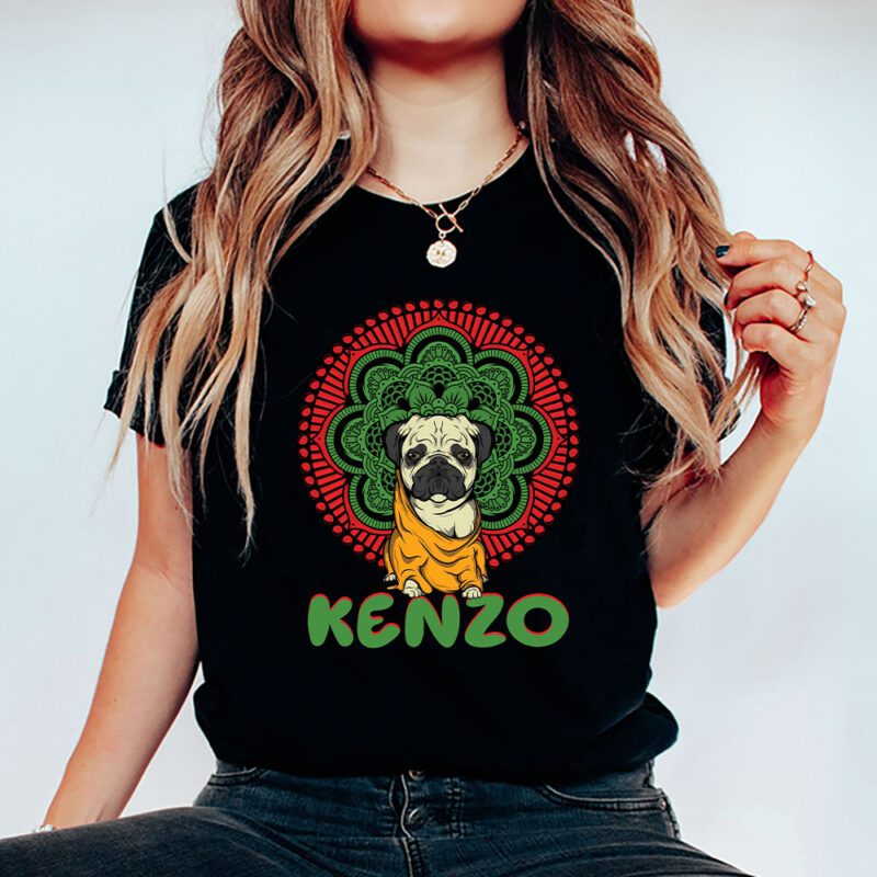 Cartoon Pug Dog Kenzo Brand Unisex T Shirt Cotton Tee TAT6247 5