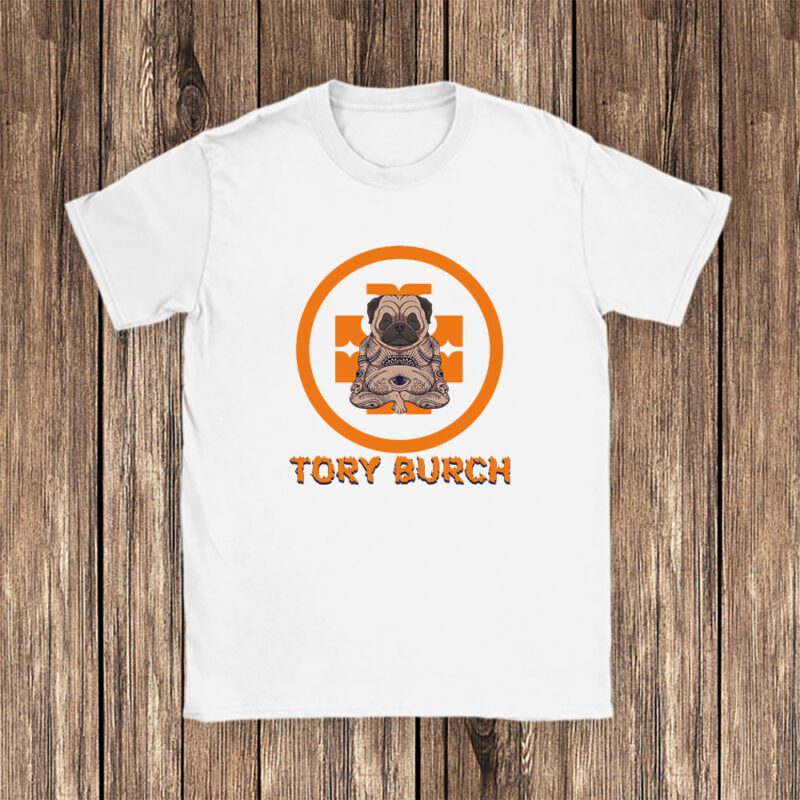 Cartoon Pug Dog Tory Burch Brand Unisex T Shirt Cotton Tee TAT6254 1