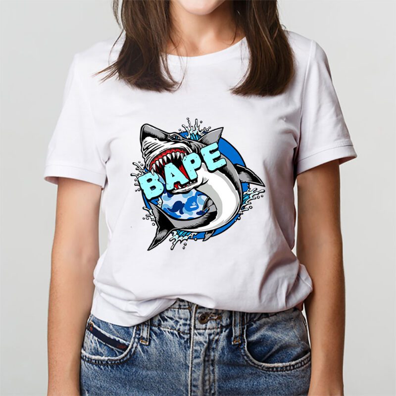 Cartoon Shark Bape Brand Unisex T Shirt Cotton Tee TAT6258 3