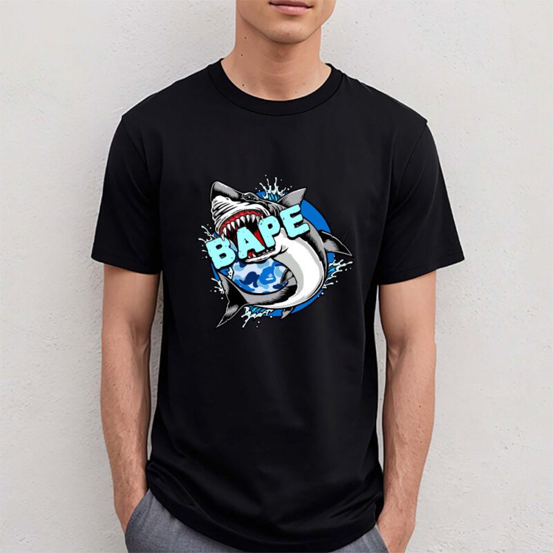 Cartoon Shark Bape Brand Unisex T Shirt Cotton Tee TAT6258 4