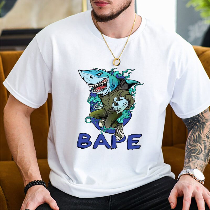 Cartoon Shark Bape Unisex T Shirt TAT5467 2