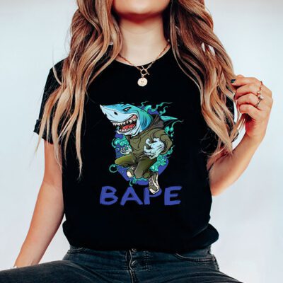 Cartoon Shark Bape Unisex T Shirt TAT5467 5