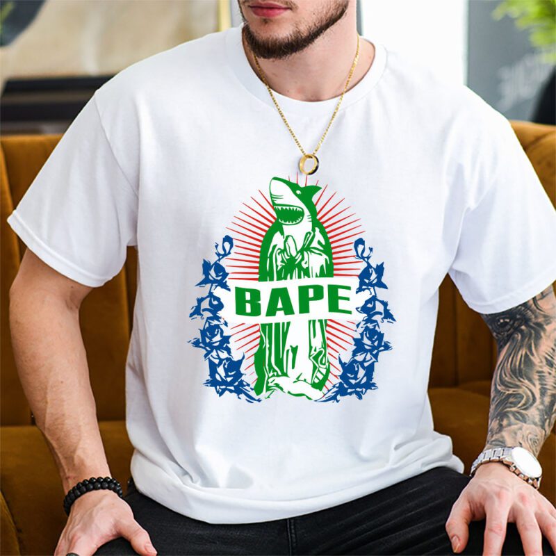 Cartoon Shark Bape Unisex T Shirt TAT5469 2