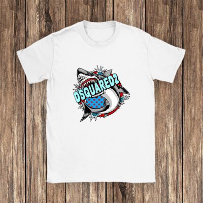Cartoon Shark Dsquared2 Unisex T Shirt TAT5471 1