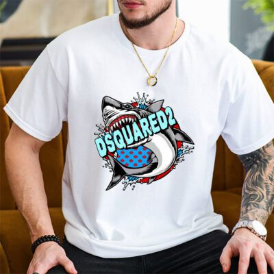 Cartoon Shark Dsquared2 Unisex T Shirt TAT5471 2