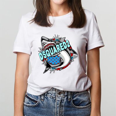 Cartoon Shark Dsquared2 Unisex T Shirt TAT5471 3