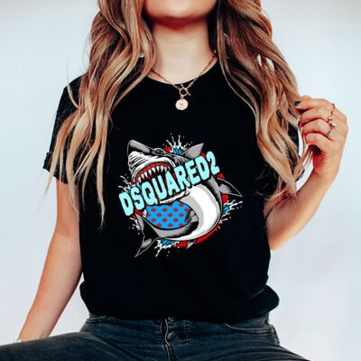 Cartoon Shark Dsquared2 Unisex T Shirt TAT5471 5