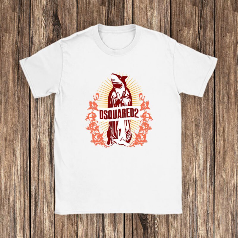 Cartoon Shark Dsquared2 Unisex T Shirt TAT5472 1