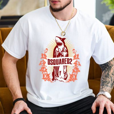 Cartoon Shark Dsquared2 Unisex T Shirt TAT5472 2