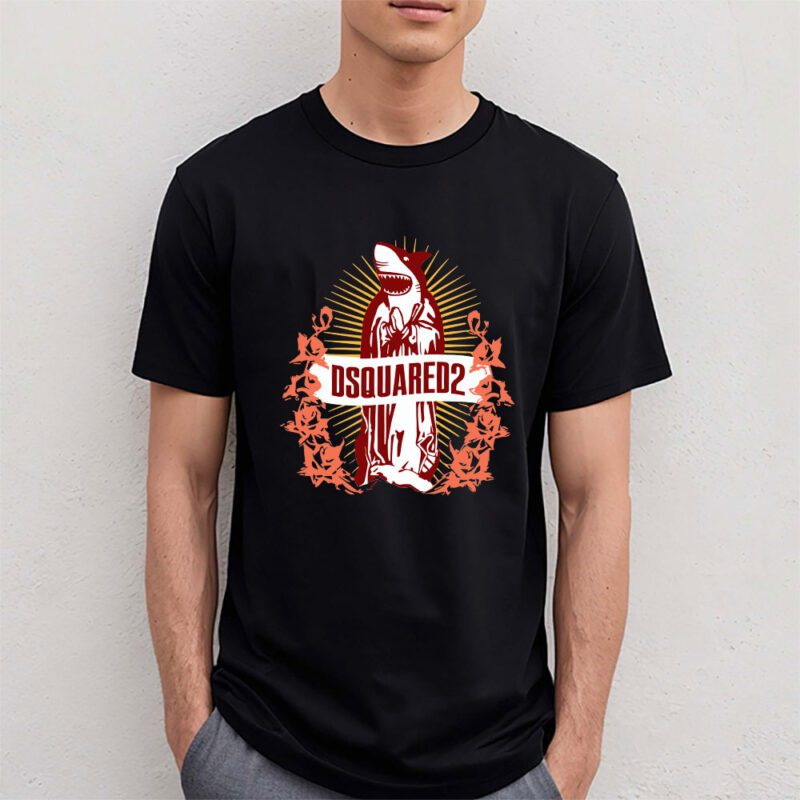 Cartoon Shark Dsquared2 Unisex T Shirt TAT5472 4