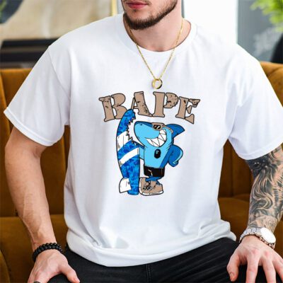 Cartoon Shark With Surfboard Bape Unisex T-Shirt TAT5483 2 Cartoon Shark With Surfboard Bape Unisex T Shirt TAT5483 2