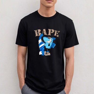 Cartoon Shark With Surfboard Bape Unisex T-Shirt TAT5483 4 Cartoon Shark With Surfboard Bape Unisex T Shirt TAT5483 4