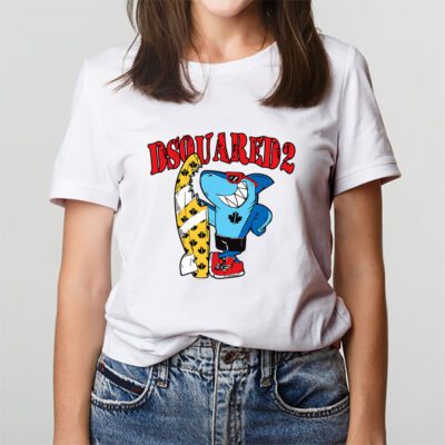 Cartoon Shark With Surfboard Dsquared2 Unisex T-Shirt TAT5486 3 Cartoon Shark With Surfboard Dsquared2 Unisex T Shirt TAT5486 3