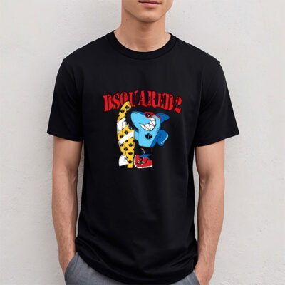 Cartoon Shark With Surfboard Dsquared2 Unisex T-Shirt TAT5486 4 Cartoon Shark With Surfboard Dsquared2 Unisex T Shirt TAT5486 4