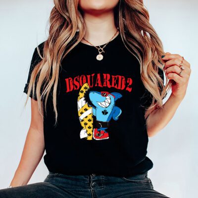 Cartoon Shark With Surfboard Dsquared2 Unisex T-Shirt TAT5486 5 Cartoon Shark With Surfboard Dsquared2 Unisex T Shirt TAT5486 5