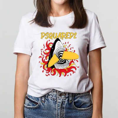 Cartoon Shark With Surfboard Dsquared2 Unisex T-Shirt TAT5487 3 Cartoon Shark With Surfboard Dsquared2 Unisex T Shirt TAT5487 3