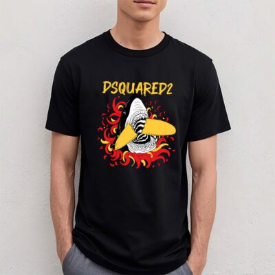 Cartoon Shark With Surfboard Dsquared2 Unisex T-Shirt TAT5487 4 Cartoon Shark With Surfboard Dsquared2 Unisex T Shirt TAT5487 4