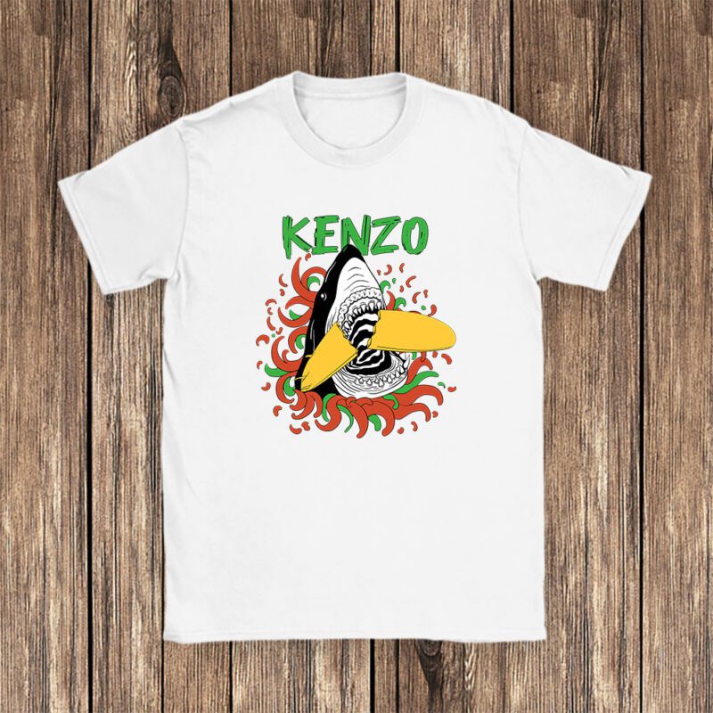 Cartoon Shark With Surfboard Kenzo Unisex T Shirt TAT5491 1