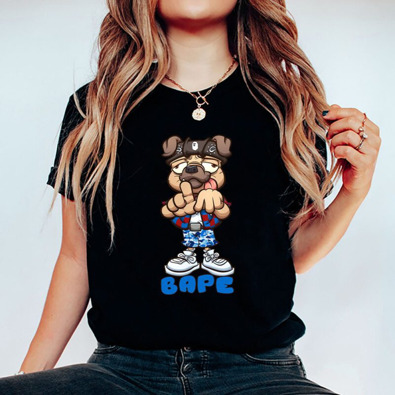 Cholo Pug Dog Making The Los Angeles Hand Sign Bape Brand Unisex T Shirt Cotton Tee TAT6248 5