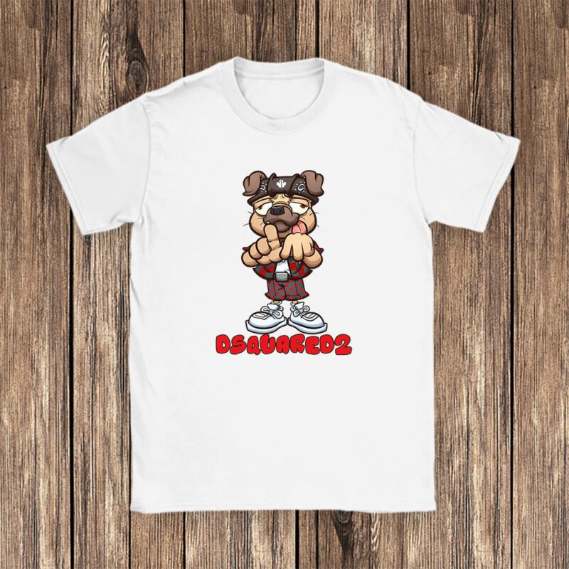 Cholo Pug Dog Making The Los Angeles Hand Sign Dsquared2 Brand Unisex T Shirt Cotton Tee TAT6250 1