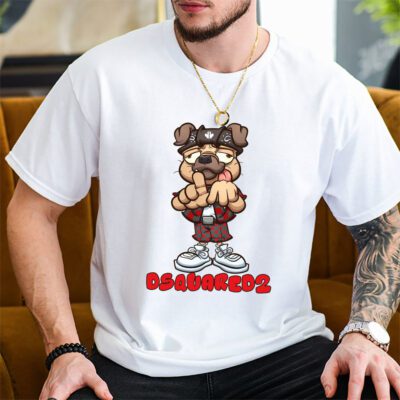 Cholo Pug Dog Making The Los Angeles Hand Sign Dsquared2 Brand Unisex T Shirt Cotton Tee TAT6250 2