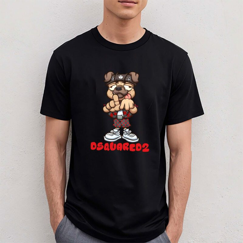 Cholo Pug Dog Making The Los Angeles Hand Sign Dsquared2 Brand Unisex T Shirt Cotton Tee TAT6250 4
