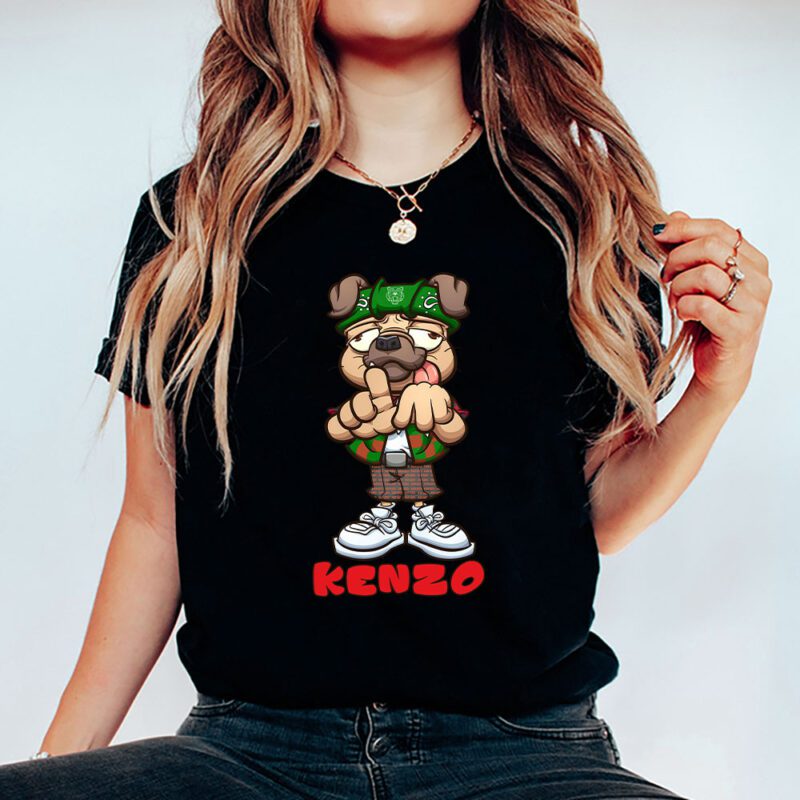 Cholo Pug Dog Making The Los Angeles Hand Sign Kenzo Brand Unisex T Shirt Cotton Tee TAT6252 5